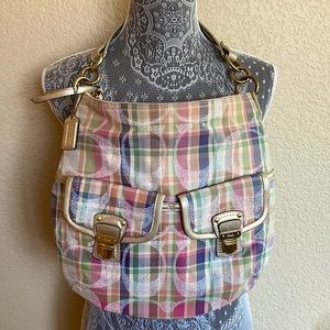 Coach Daisy Madras Plaid pocket hobo